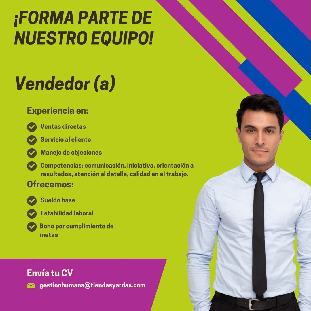 empleos disponibles - Vendedor(a)