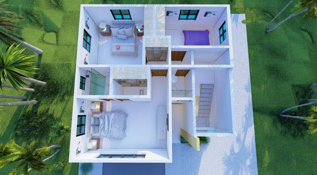 casas - Villas en Boca Chica de 3 niveles 3 habitaciones , 8