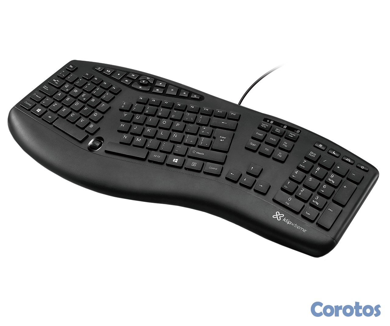 computadoras y laptops - TECLADO KLIPX MAJESTIK USB, ERGONOMICO, MULTIMEDIA, CON SCROLL,BLACK, ESPAÑOL 1