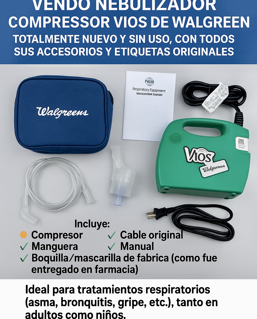 salud y belleza - Equipo respiratorio para uso personal marca VIOS 