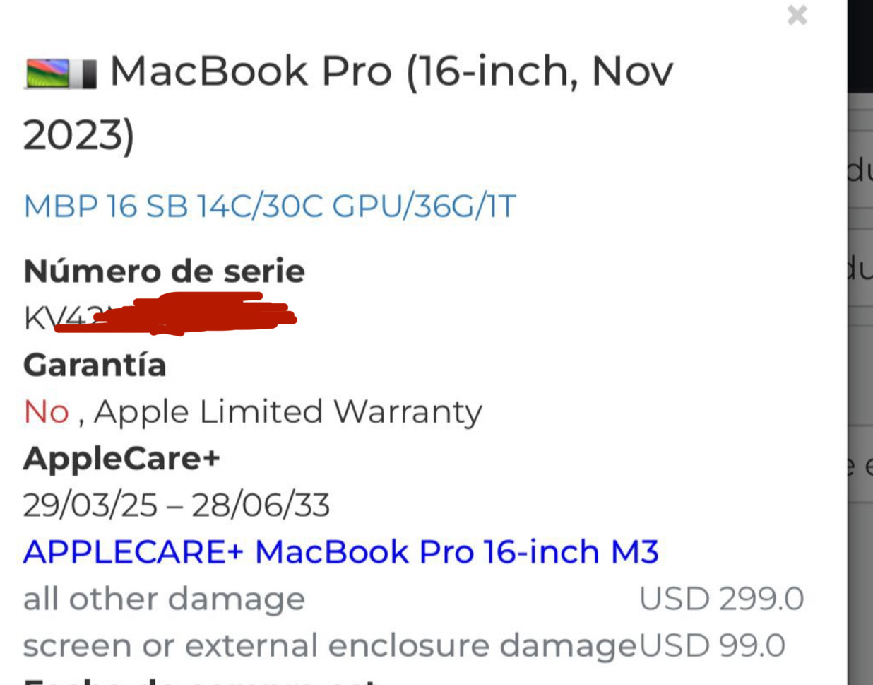 computadoras y laptops - MacBook Pro 16” M3 Max 36GB RAM 1TB SSD AppleCare+ Hasta 2033 4