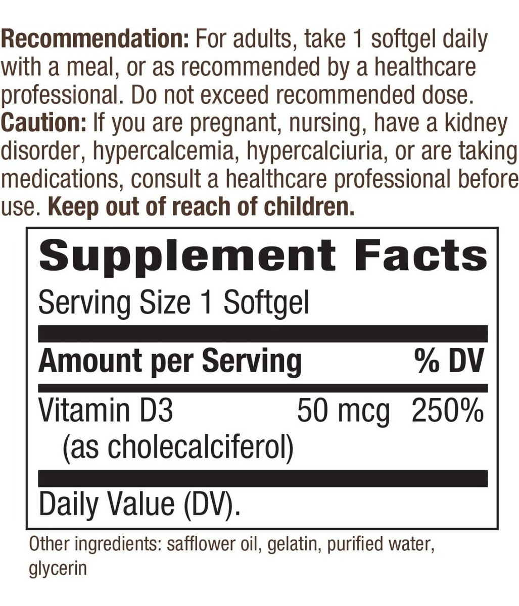 Salud y Equipamiento Médico - Vitamina D3 50 Mcg Nature's Way 1