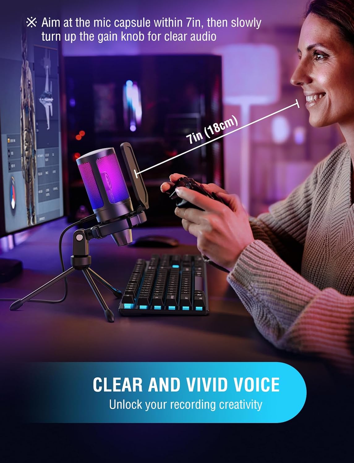 camaras y audio - 🎤 FIFINE MICRÓFONO GAMING USB CON RGB Y SILENCIO 1