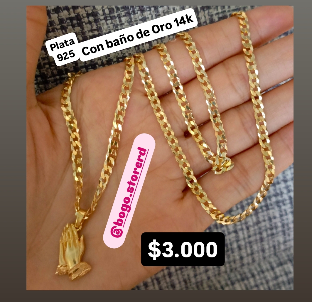 joyas, relojes y accesorios - Cadena de plata 925 con baño de oro 14k 3