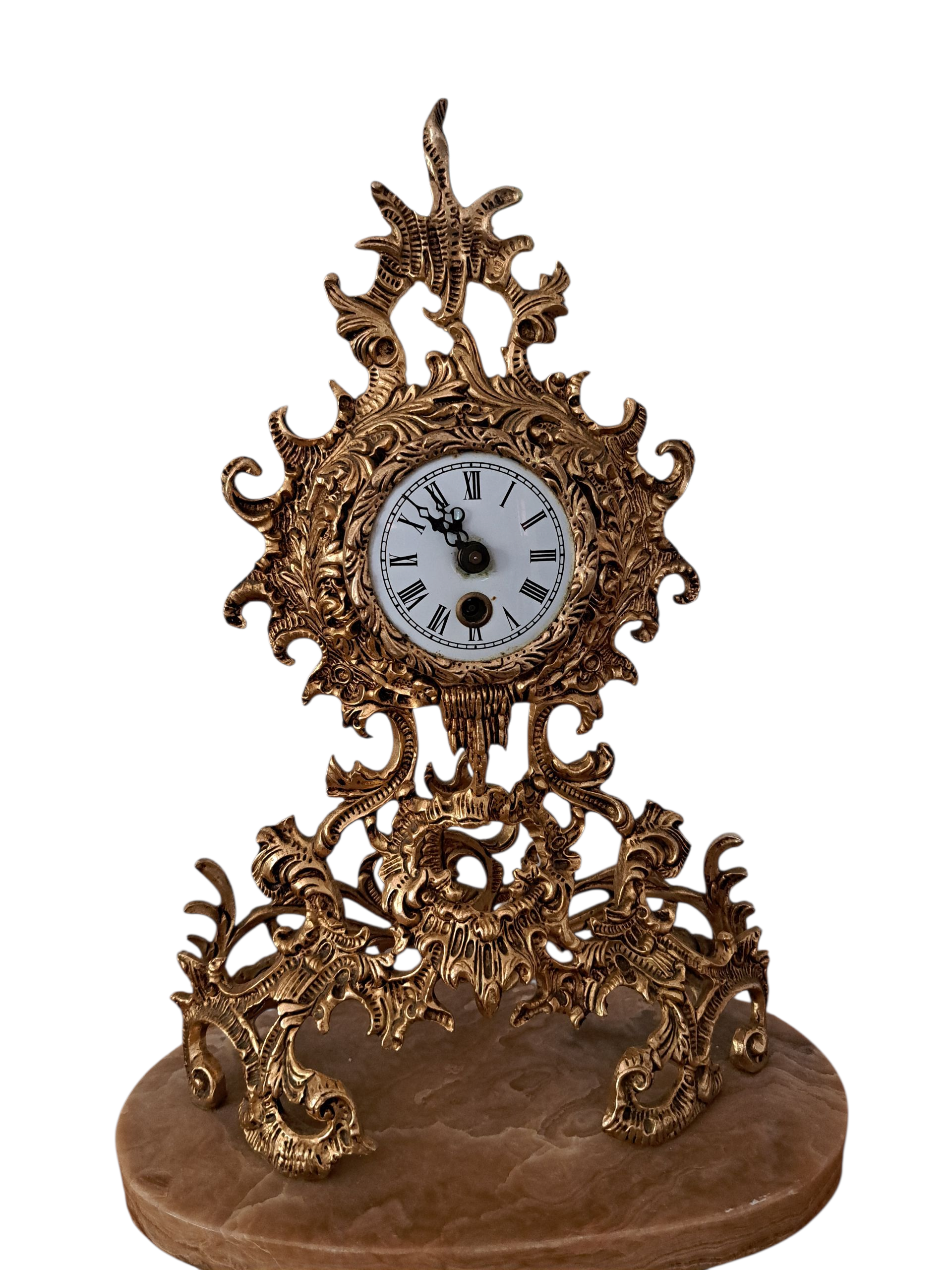 arte y antigüedades - JUEGO DE CANDELABROS CON RELOJ DE BRONCE Y Marmol 1