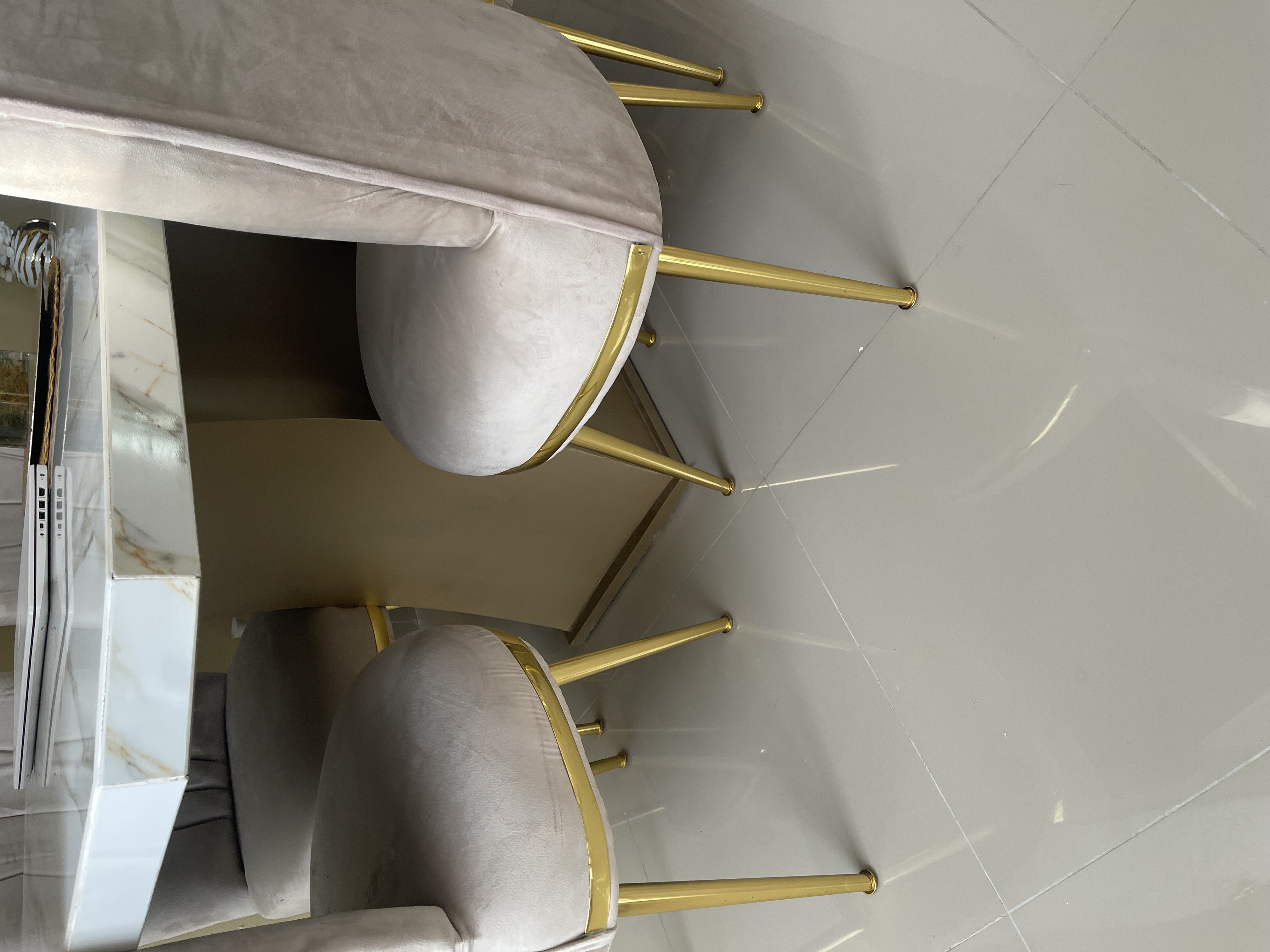 muebles y colchones - Comedor de 6 sillas tope de mármol 