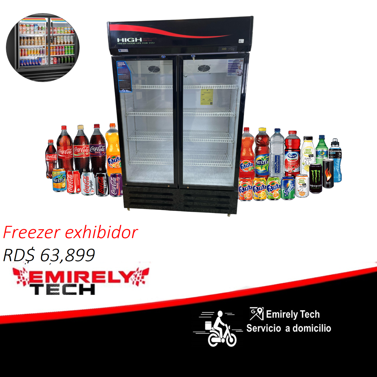 equipos profesionales - Freezer frizer refrigerador exhibidor de 2 puertas 0