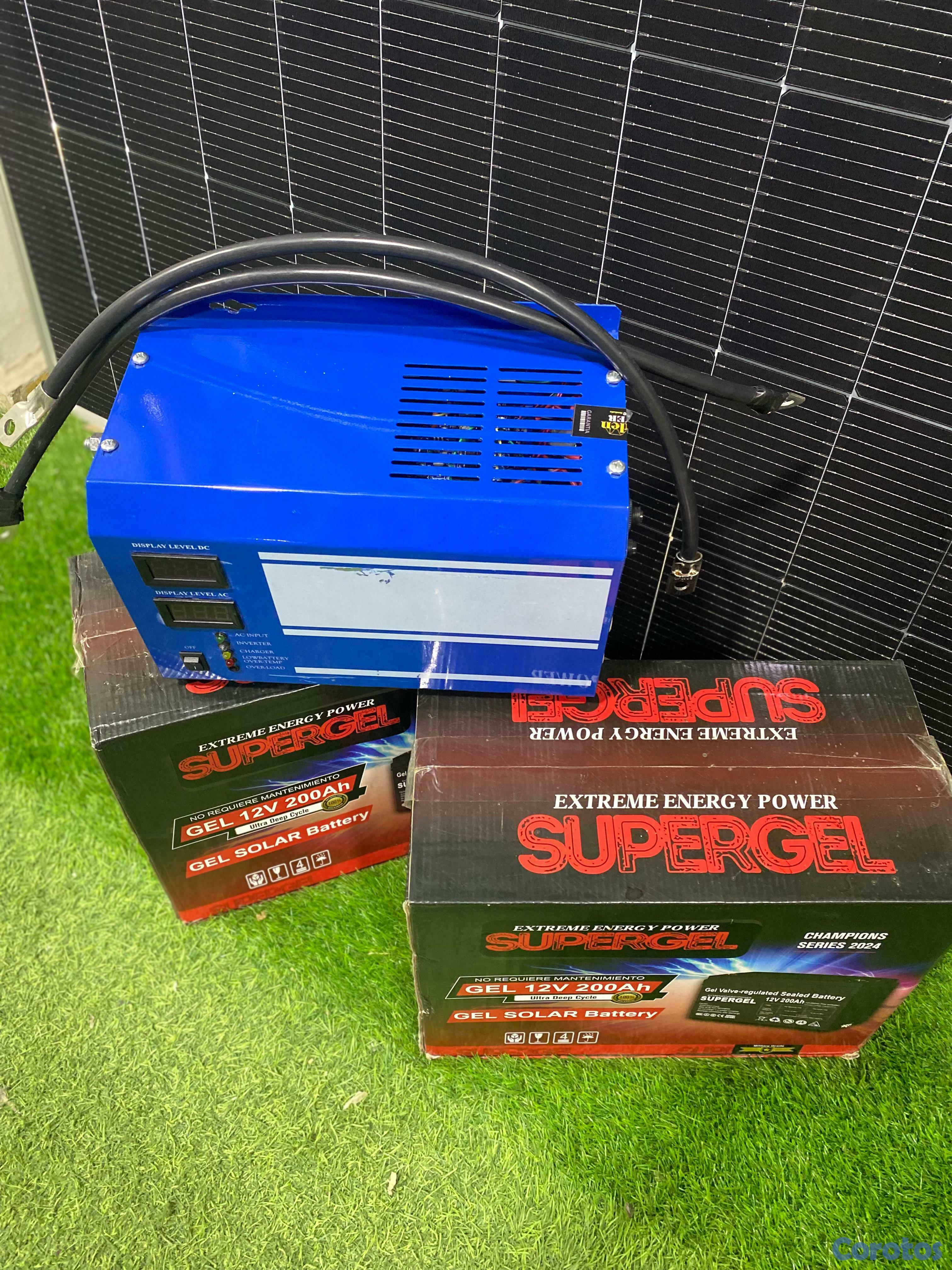 plantas e inversores - combo de Oferta un Inversor 1.2 KW+ Dos Baterías 12 Volt / 200 AH + Dos jompers.