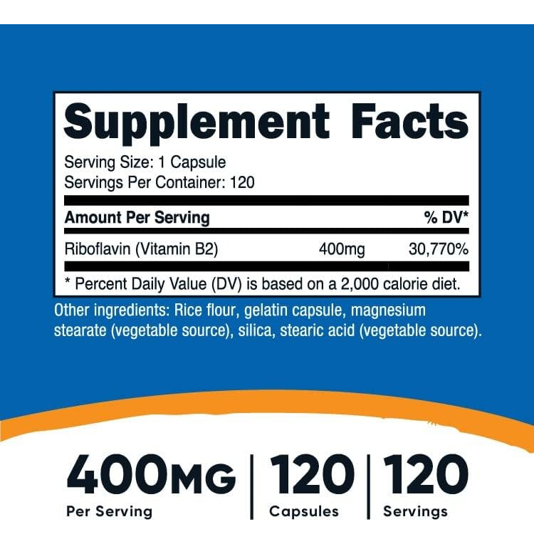 Salud y Equipamiento Médico - Vitamina B2 400 Mg 120 Capsulas 1