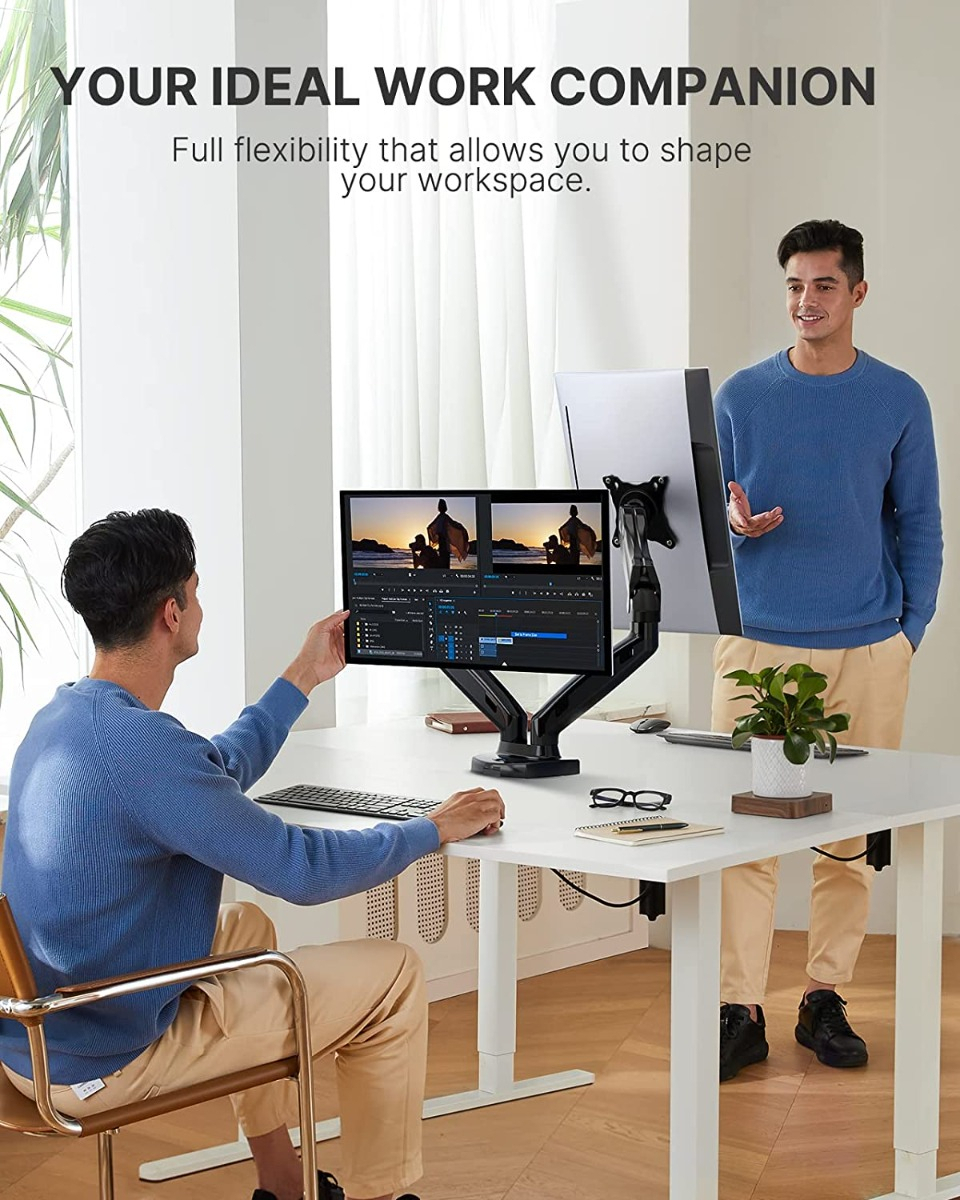 Salud y Equipamiento Médico - Soporte Monitor Dual Para Pantalla Pc De 13 A 27 Pulgadas 5