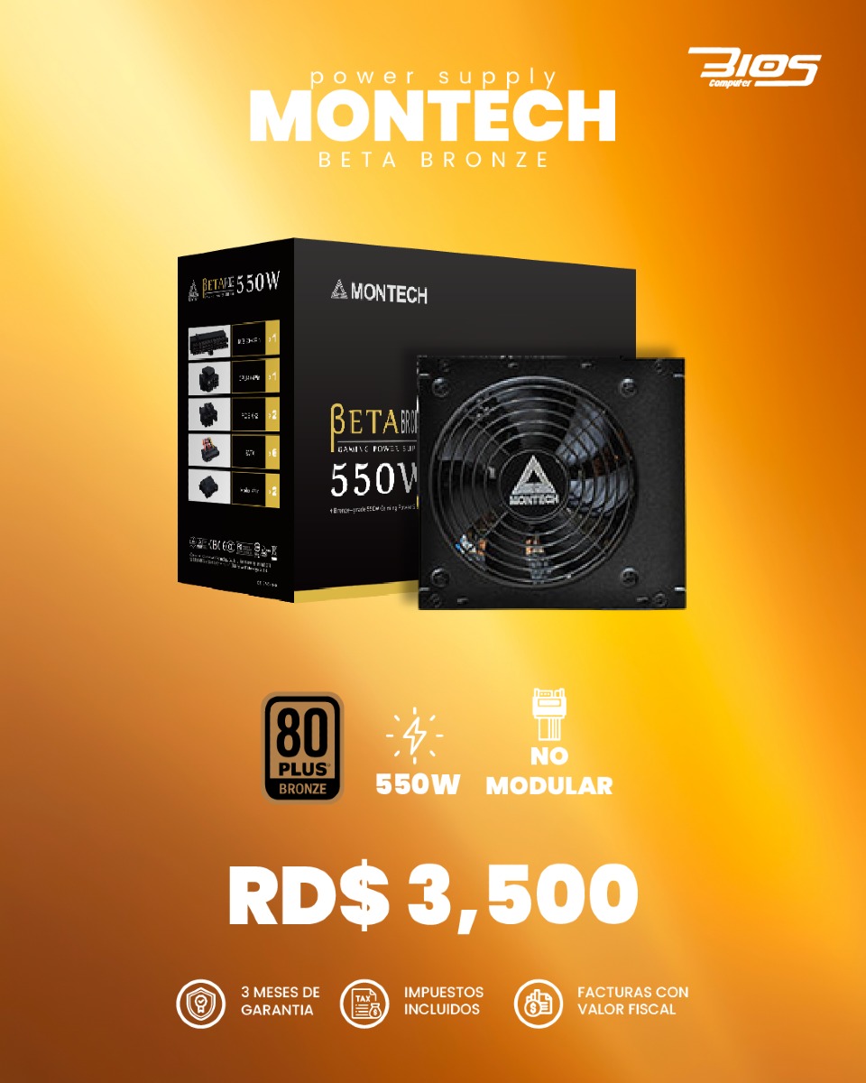 computadoras y laptops - Power Supply MONTECH BETA 550W