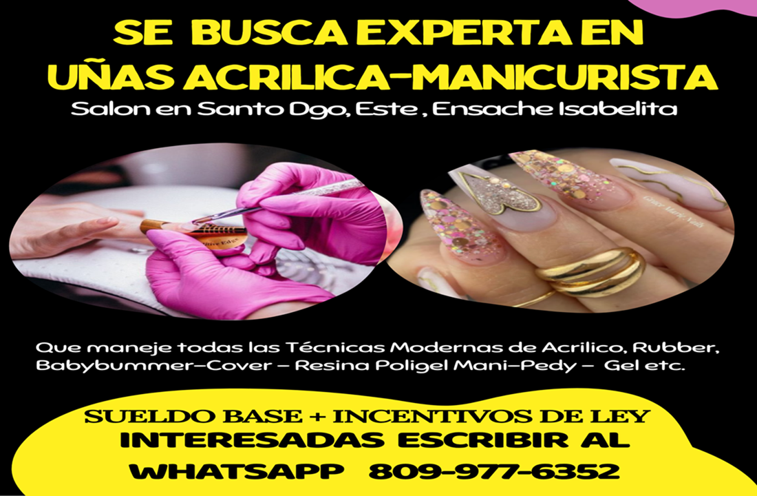 empleos disponibles - Se Solicita Experta en Uñas Acrilícas-Manicurista
