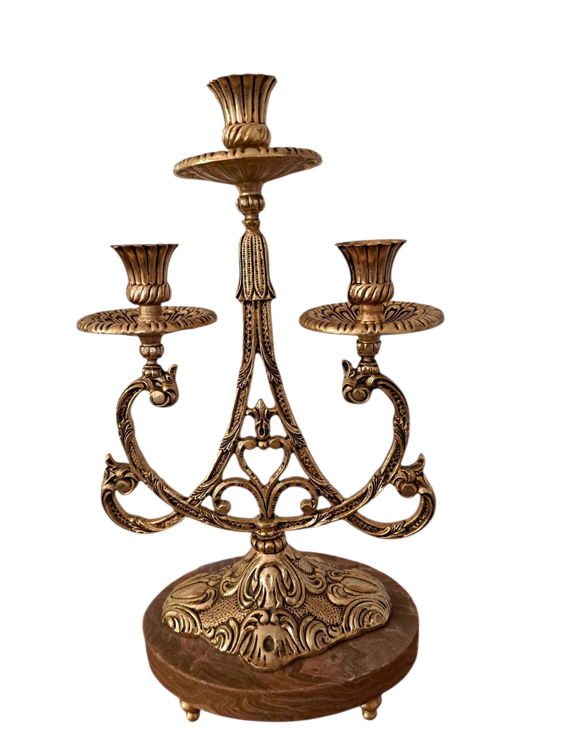 arte y antigüedades - JUEGO DE CANDELABROS CON RELOJ DE BRONCE Y Marmol 2