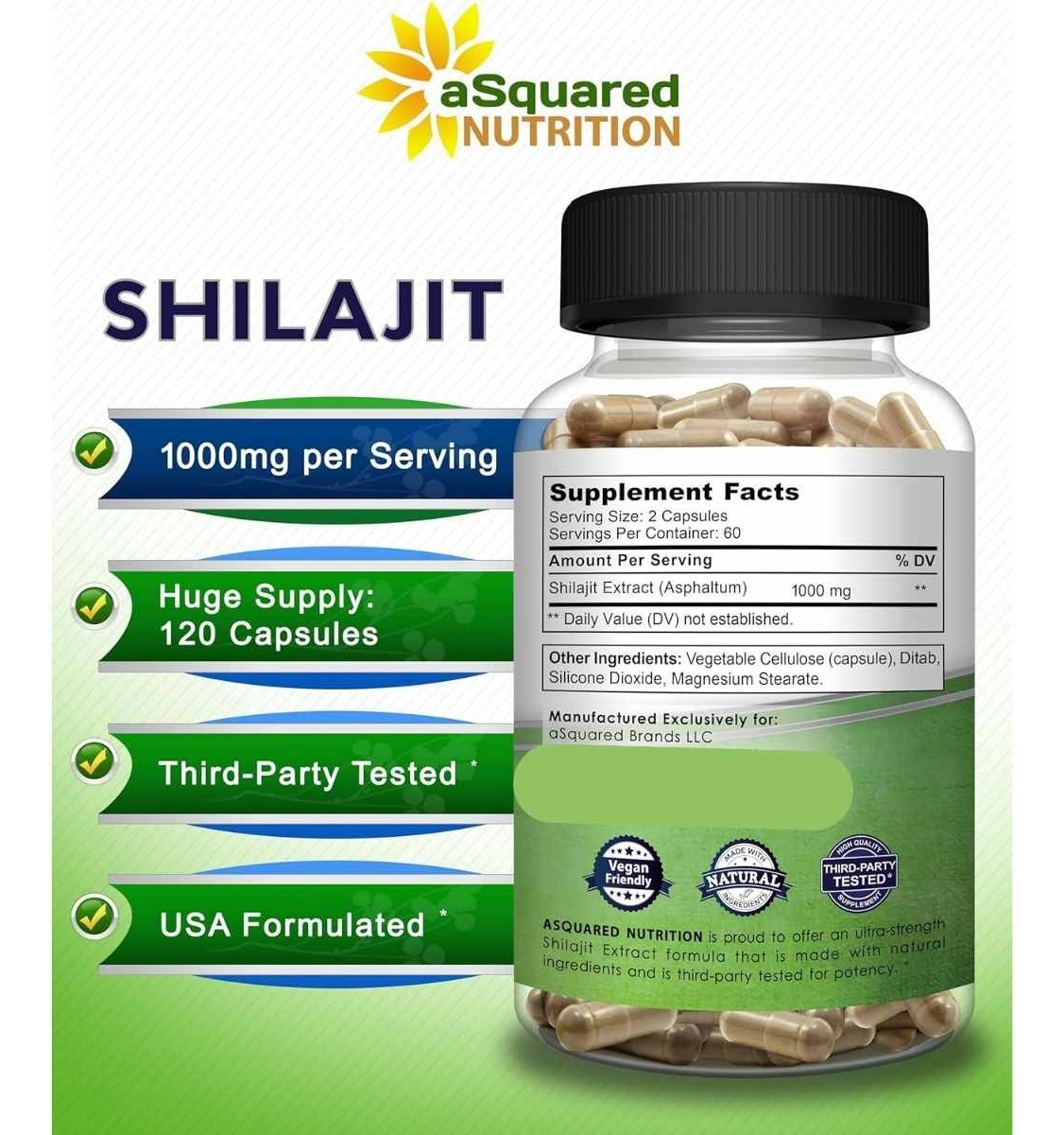 Salud y Equipamiento Médico - Shilajit 1000mg 120 cap Asquared 1