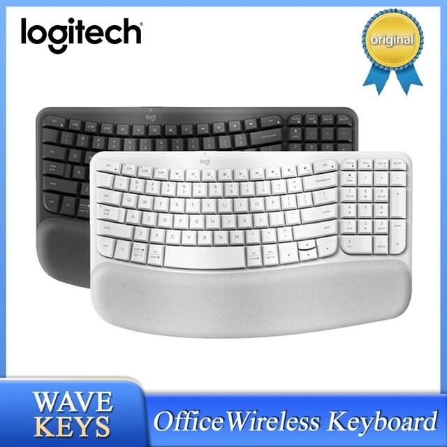 computadoras y laptops - TECLADO MOUSE LOGITECH WAVE KEYS, ERGONOMICO, USB WIRELESS RECEIVER 2.4GHZ WIREL 0