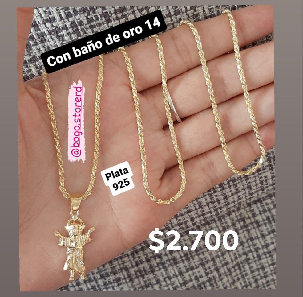 joyas, relojes y accesorios - Cadena de plata 925 con baño de oro 14k 7