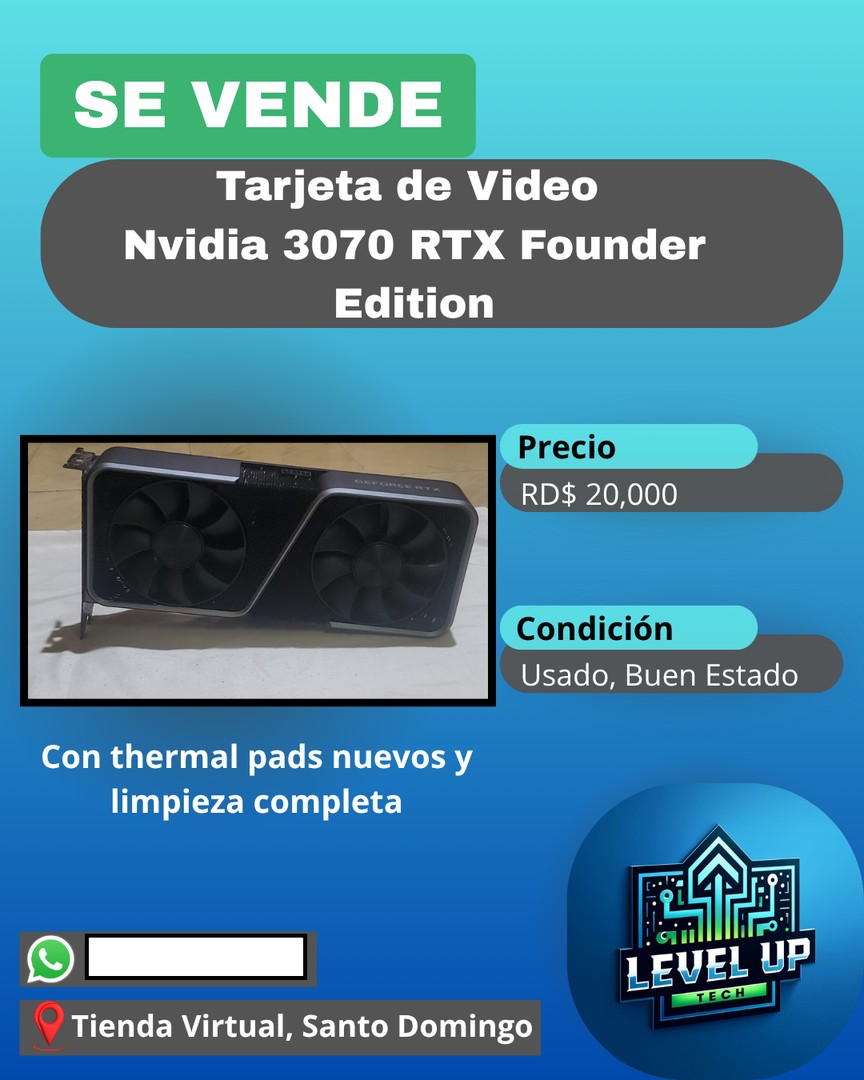 consolas y videojuegos - Nvidia 3070 RTX Founder Edition - Tarjeta de Video 0