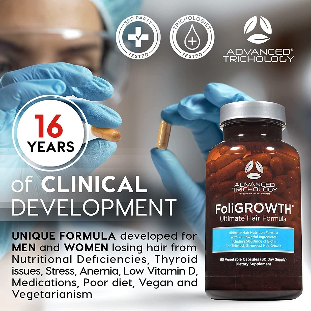 Salud y Equipamiento Médico - Vitamina Crecimiento Perdida De Cabello Foligrowth 90 Cap 7
