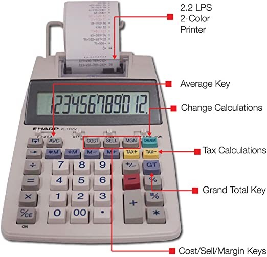 otros electronicos - MAQUINA SUMADORA SHARP EL-1750, 12 DGTOS,CON PAPEL 0