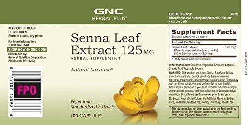 Salud y Equipamiento Médico - Gnc Herbal Plus Senna Leaf Extract 125 Mg, 100 Capsulas, Un 1
