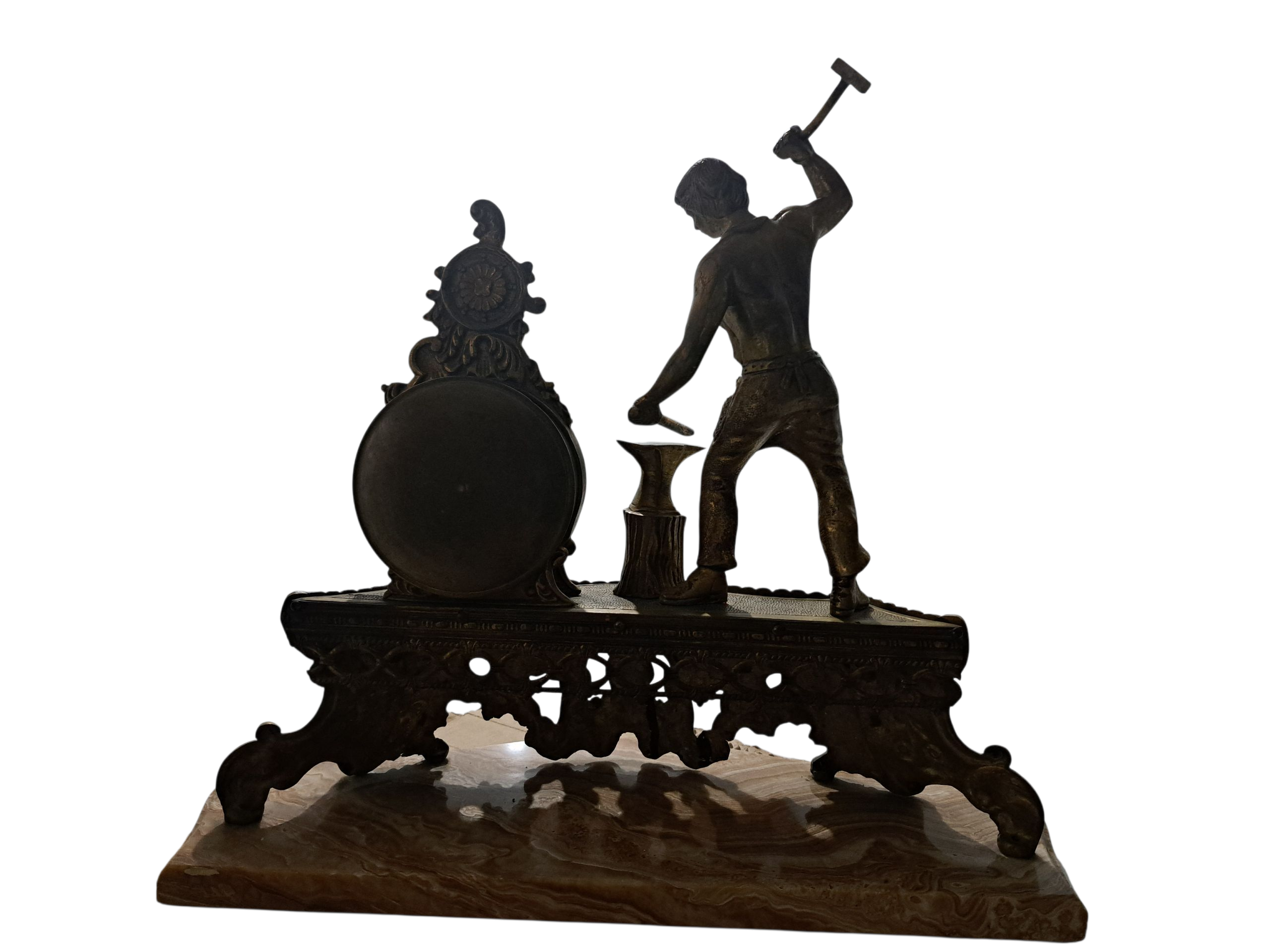 arte y antigüedades - HERMOSO RELOJ ANTIGUO, MARMOL BRONCE Y PORCELANA  1