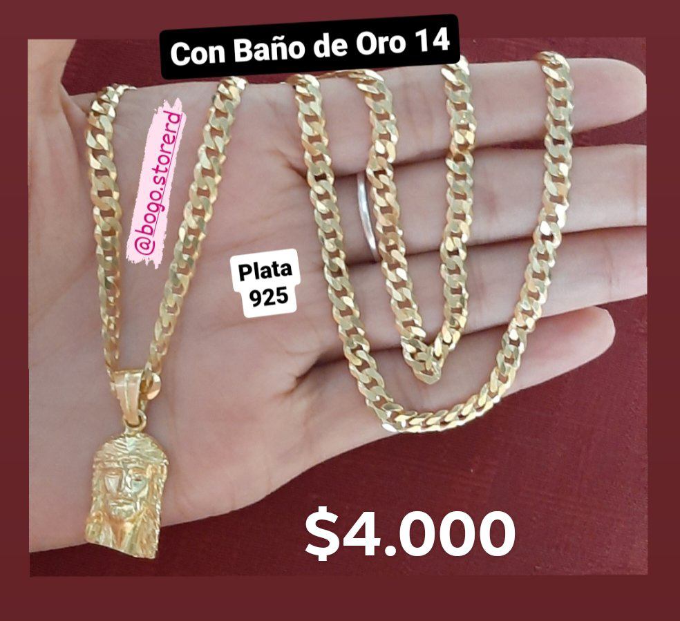 joyas, relojes y accesorios - Cadena de plata 925 con baño de oro 14k 8