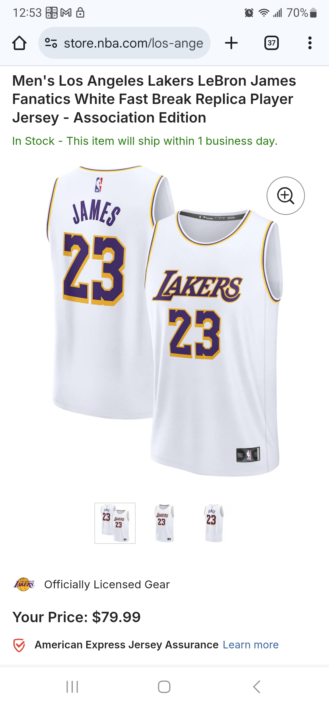 ropa para hombre - Camiseta Lebron James Lakers White