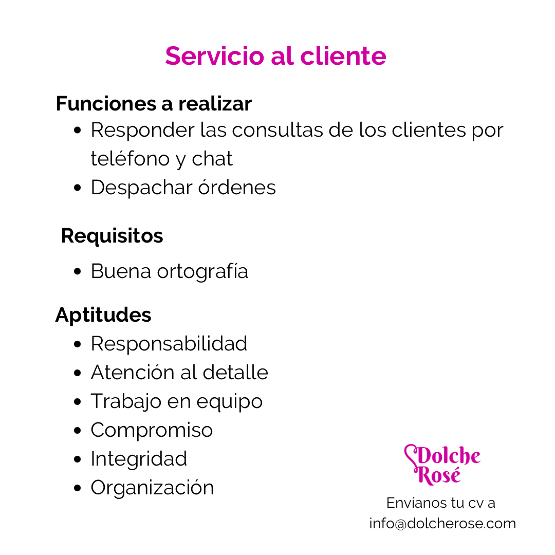 empleos disponibles - Servicio al cliente en repostería Embrujo -ro 0
