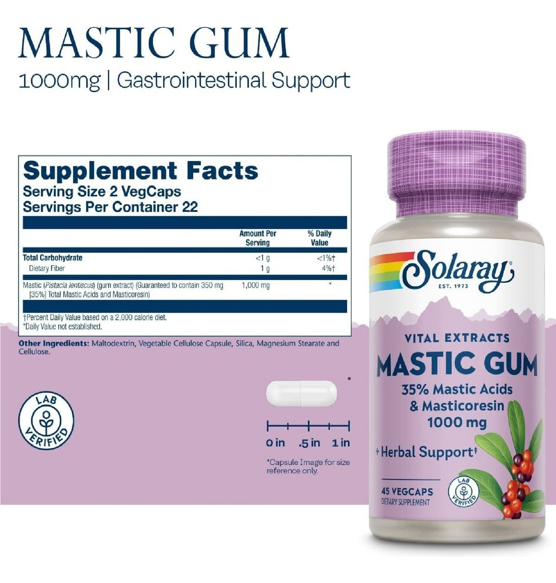 Salud y Equipamiento Médico - Solaray Mastic Gum Extract 500 Mg - 45 Capsulas 1