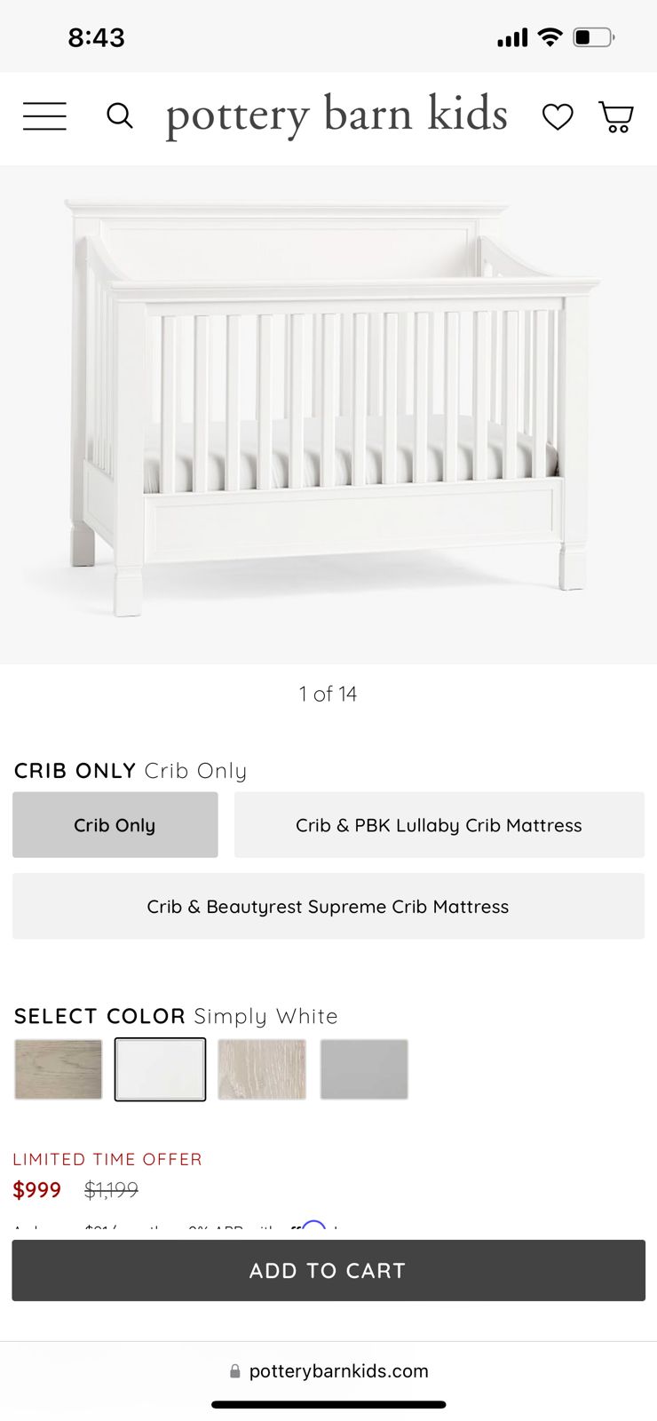 muebles - Cuna Pottery Barn 2 en 1 8