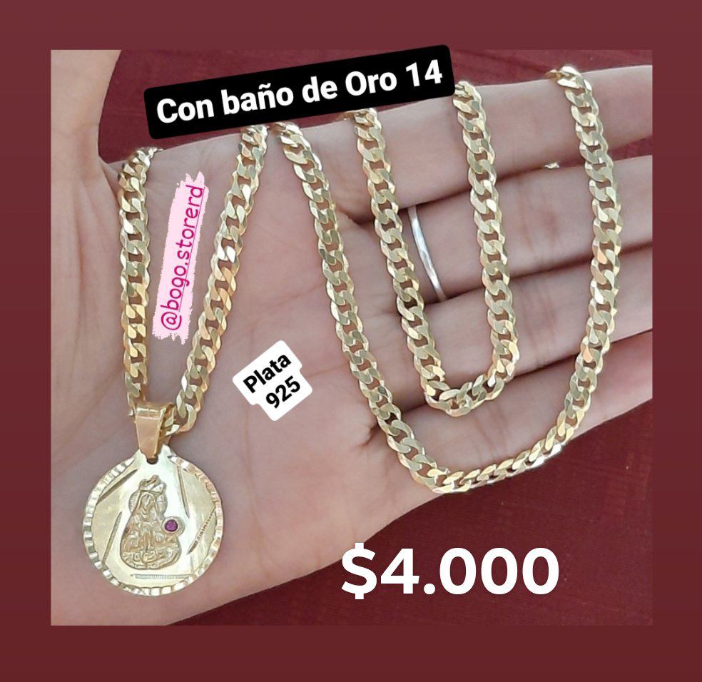 joyas, relojes y accesorios - Cadena de plata 925 con baño de oro 14k 9