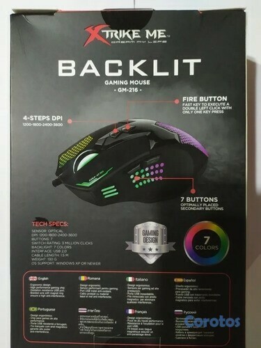 computadoras y laptops - MOUSE GAMING 3600 DPI C/ PALMA XTRIKE ME GM 216 1