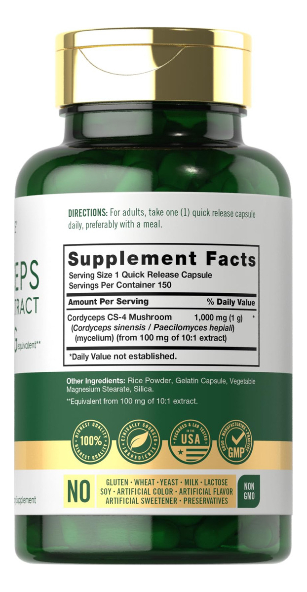 Salud y Equipamiento Médico - Cordyceps Capsulas De Hongos 1000mg Carlyle 1