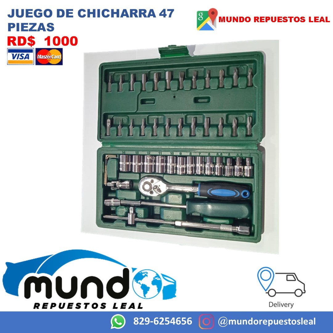 herramientas, jardines y exterior - Kit de chicharra 47 pcs, perfectas para desarmar un carro completo  1