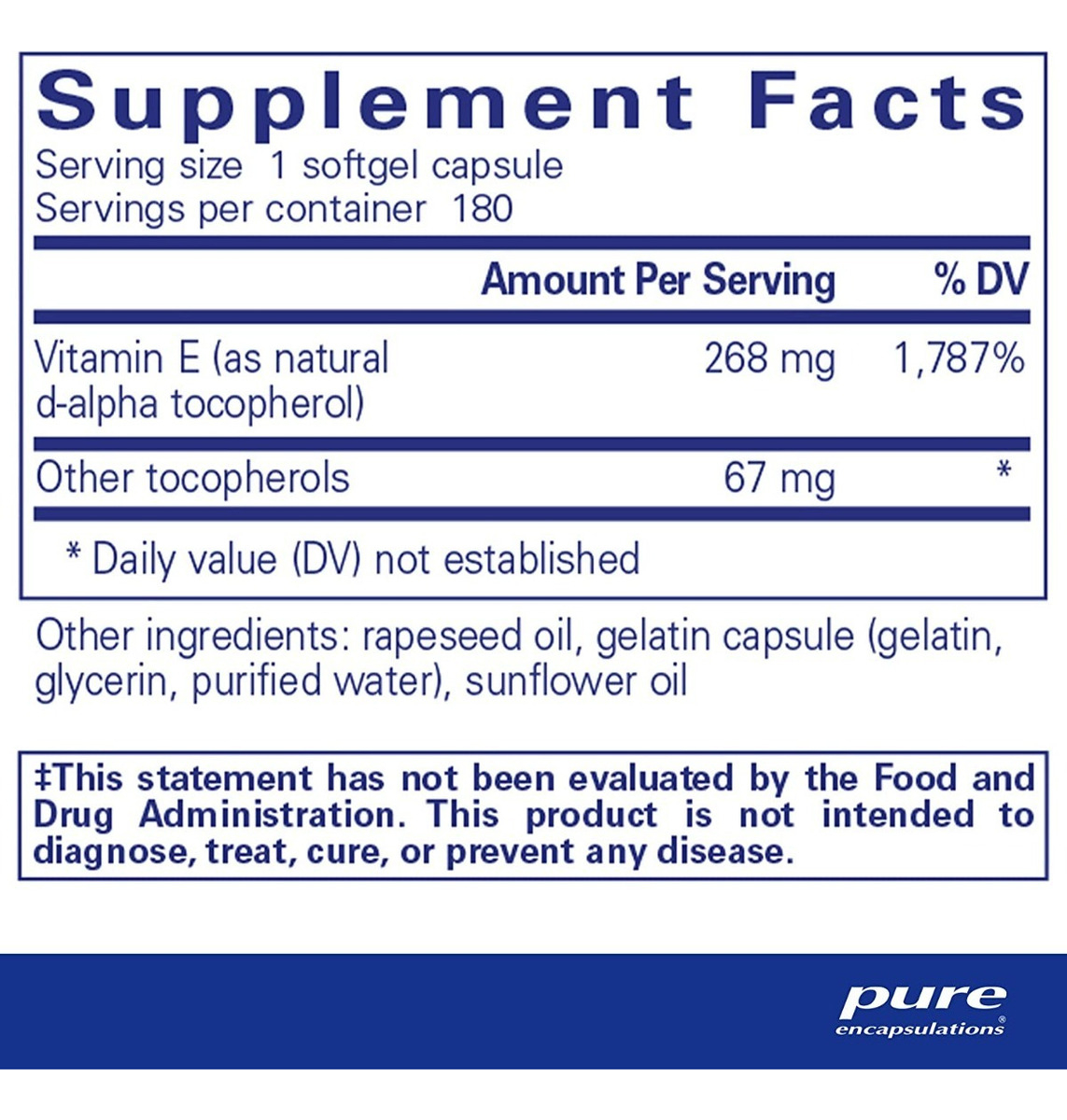 Salud y Equipamiento Médico - Vitamina E 268mg Pure Encapsula - - Unidad A $2916 1