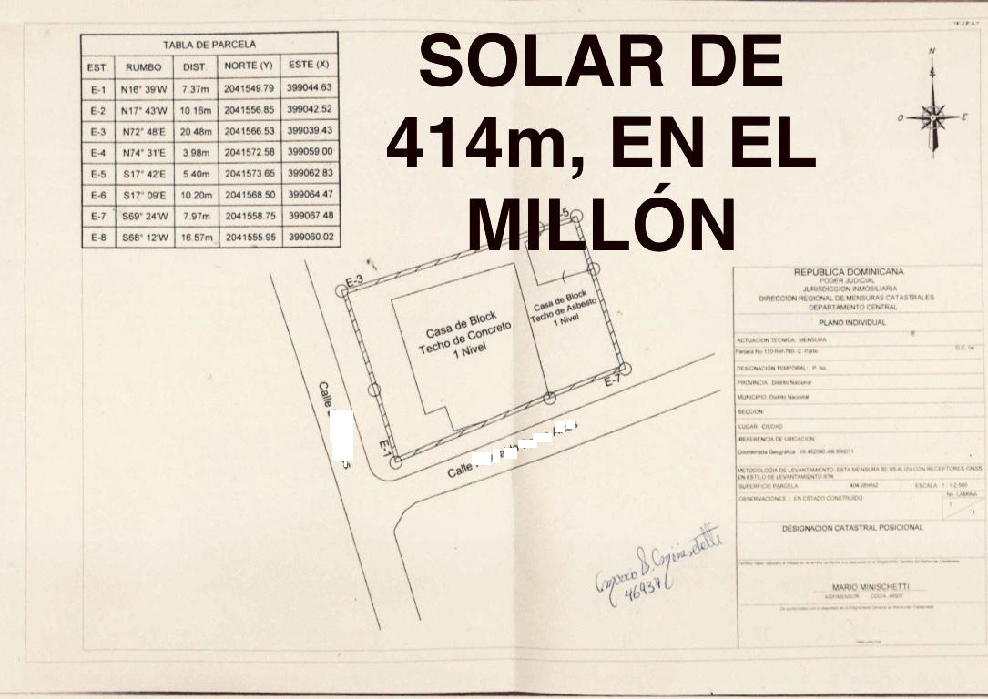 solares y terrenos - Solar de 414 metros en el Millon, Solo clientes
