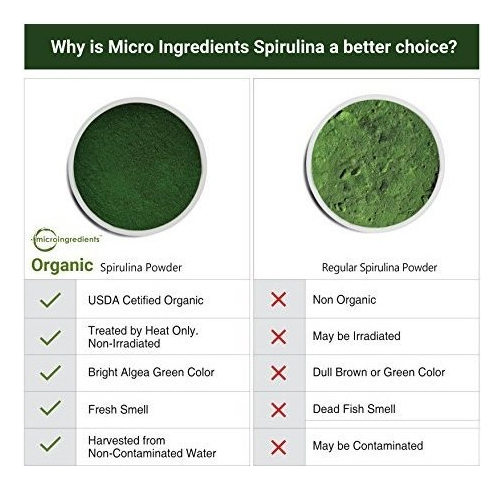 Salud y Equipamiento Médico - Espirulina Organica En Polvo - Micro Ingredients - 1 Lb 1