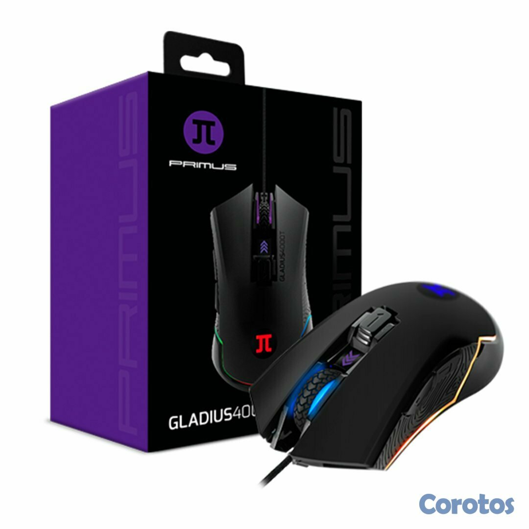 computadoras y laptops - MOUSE PRIMUS PMO-101, GAMING GLADIUS 4000T, OPTICO USB, 6 BOTONES, VELOCIDAD AJU