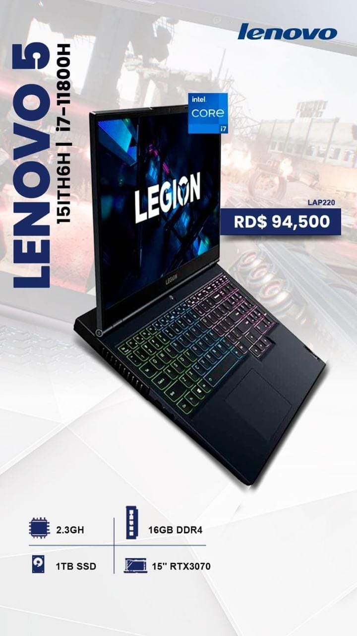 computadoras y laptops - LAPTOP LENOVO 5 15ITH6H i7-11800H 2.3GH 16GB DDR4 