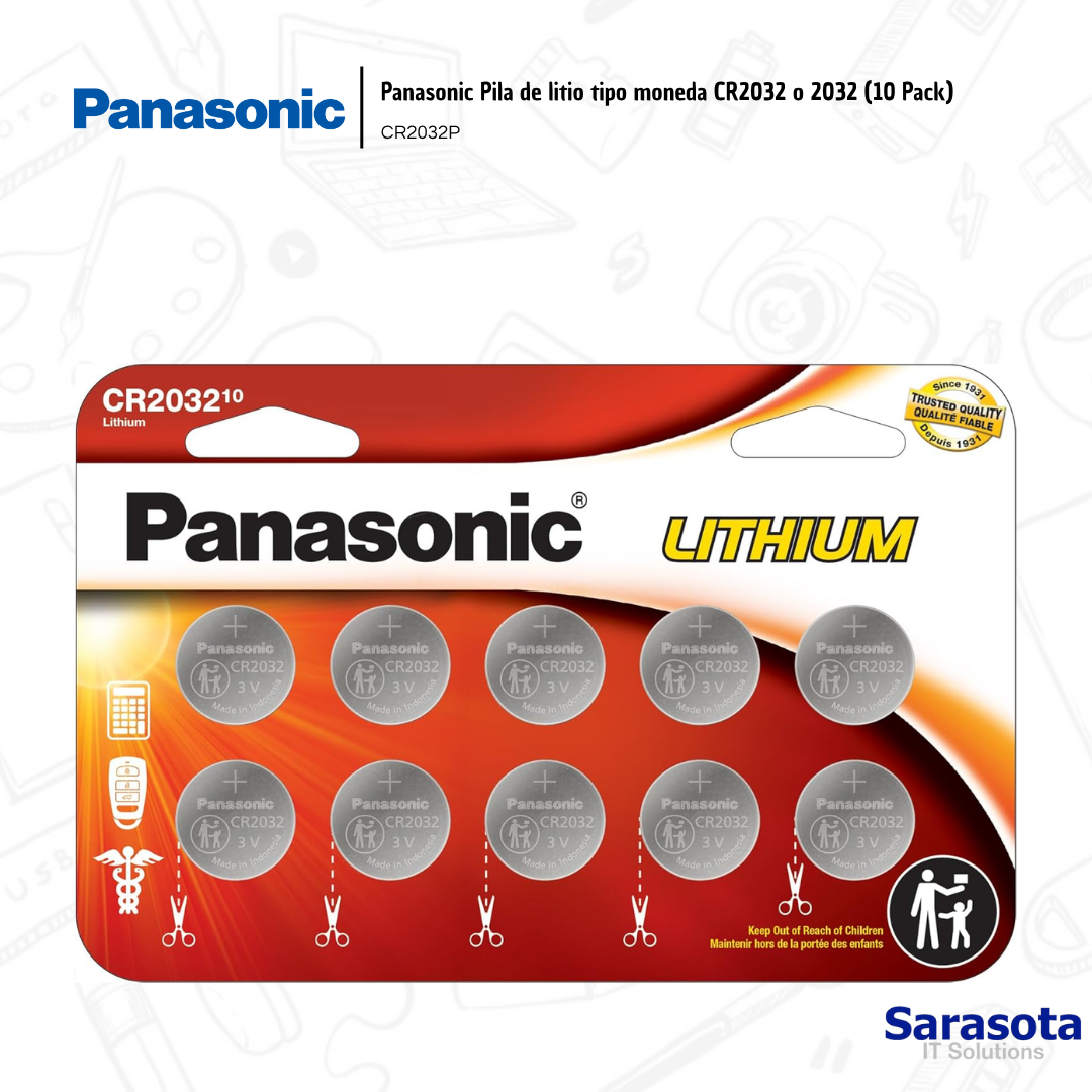 accesorios para electronica - Panasonic Pila de litio tipo moneda CR2032 o 2032  2