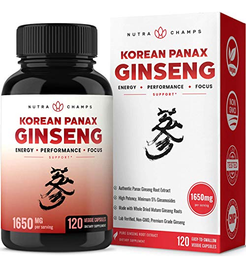Salud y Equipamiento Médico - Nutrachamps Korean Red Panax Ginseng 1000mg 120 Cápsulas Veg