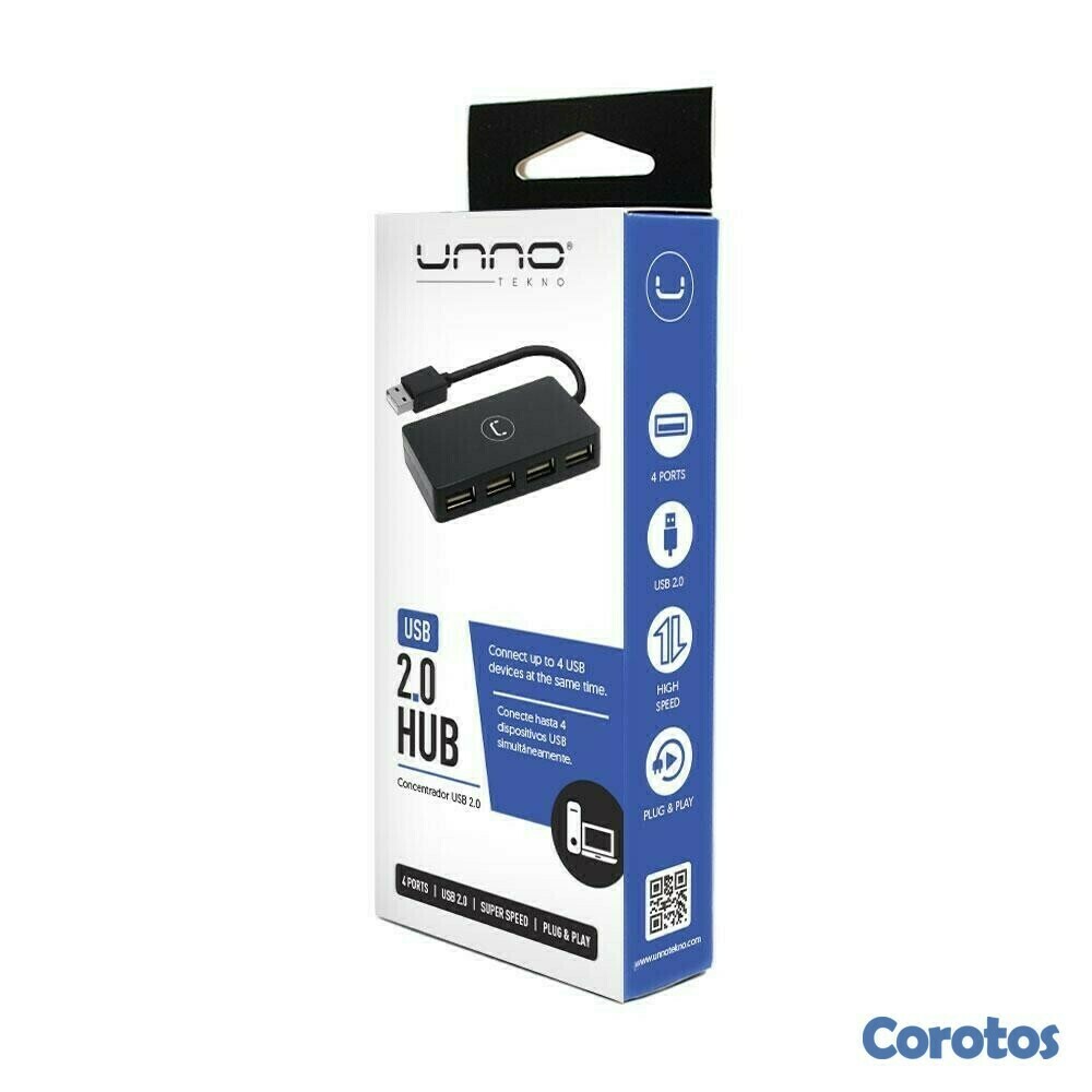 computadoras y laptops - HUB USB DE 4 PUERTOS 2.0 UNNO
 2