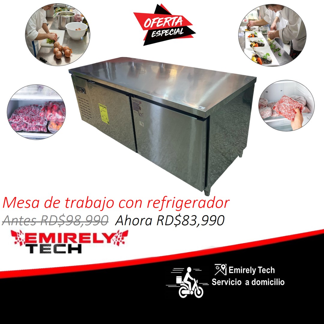 equipos profesionales - Mesa de trabajo para cocina con refrigerador 0