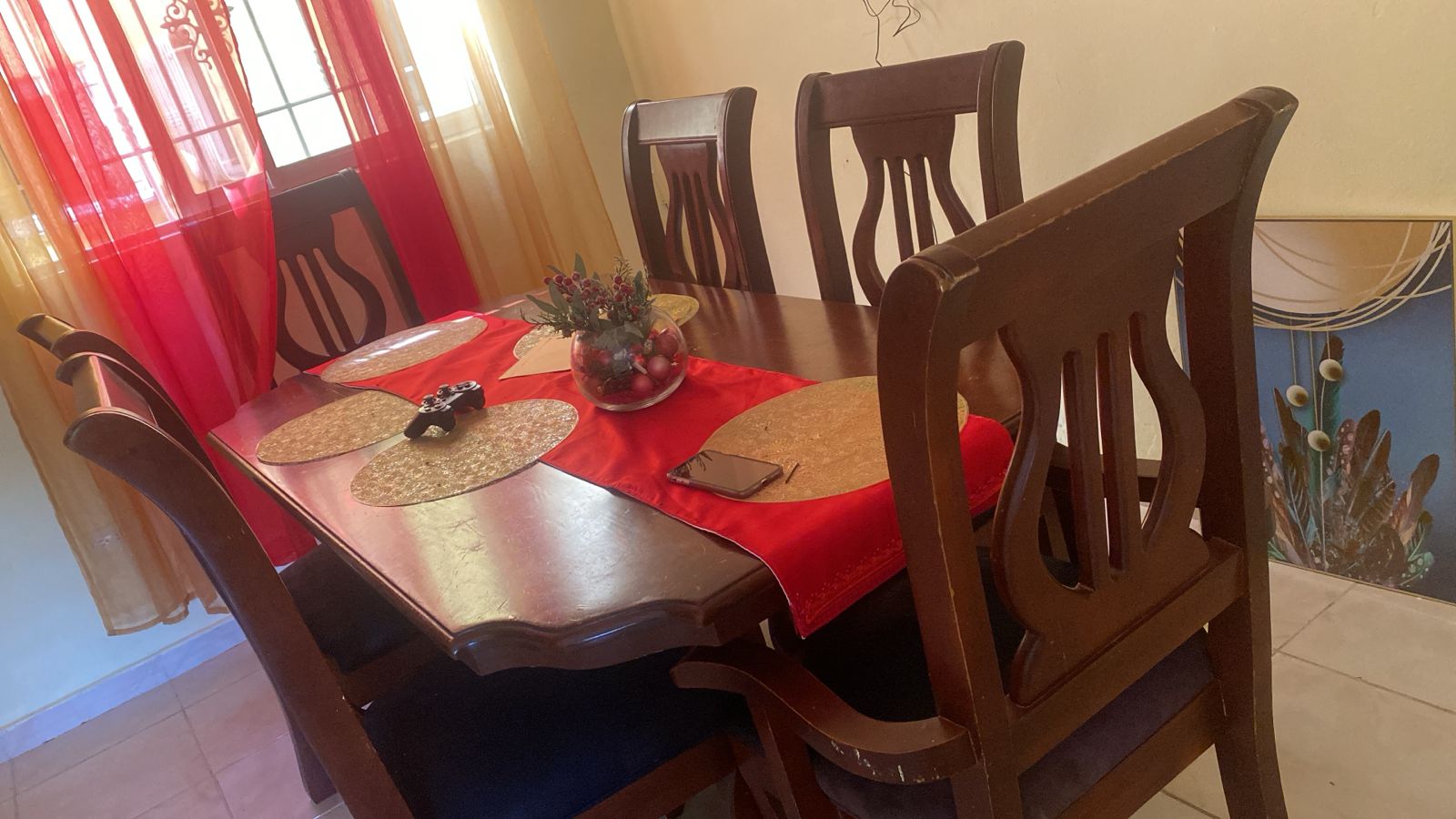 muebles y colchones - Comedor de caoba de 6 sillas  0
