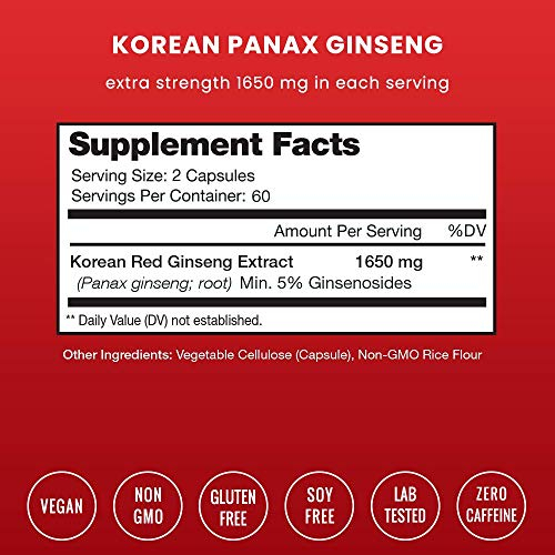 Salud y Equipamiento Médico - Nutrachamps Korean Red Panax Ginseng 1000mg 120 Cápsulas Veg 1