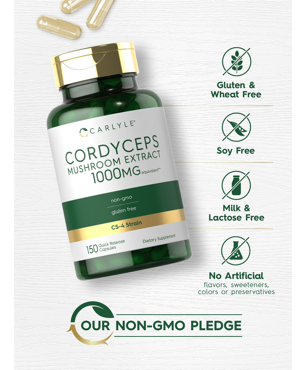 Salud y Equipamiento Médico - Cordyceps Capsulas De Hongos 1000mg Carlyle 4