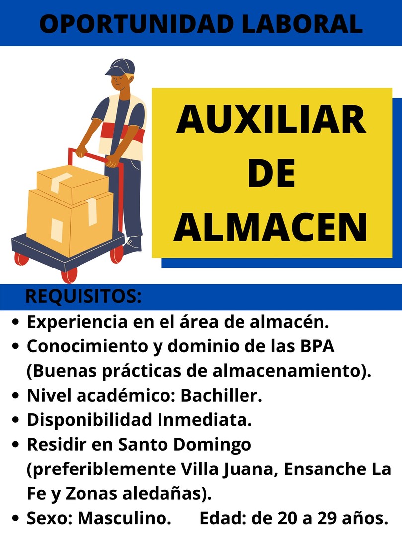empleos disponibles - Auxiliar de almacen, dispuesto aprender 0