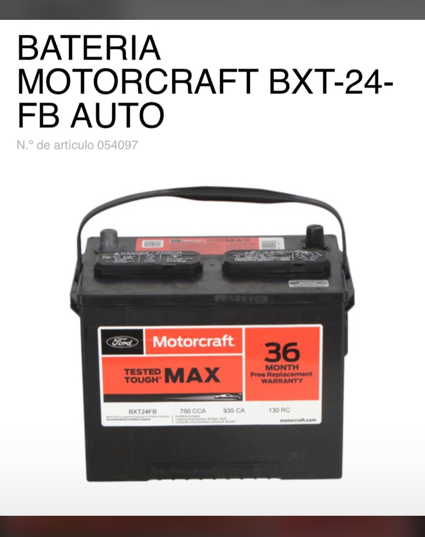 plantas e inversores - BATERÍA: MOTORCRAFT BXT-24 FB AUTO