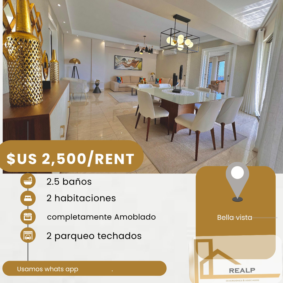 apartamentos - hermoso apartamento de lujos completamente amoblado en bella vista  0