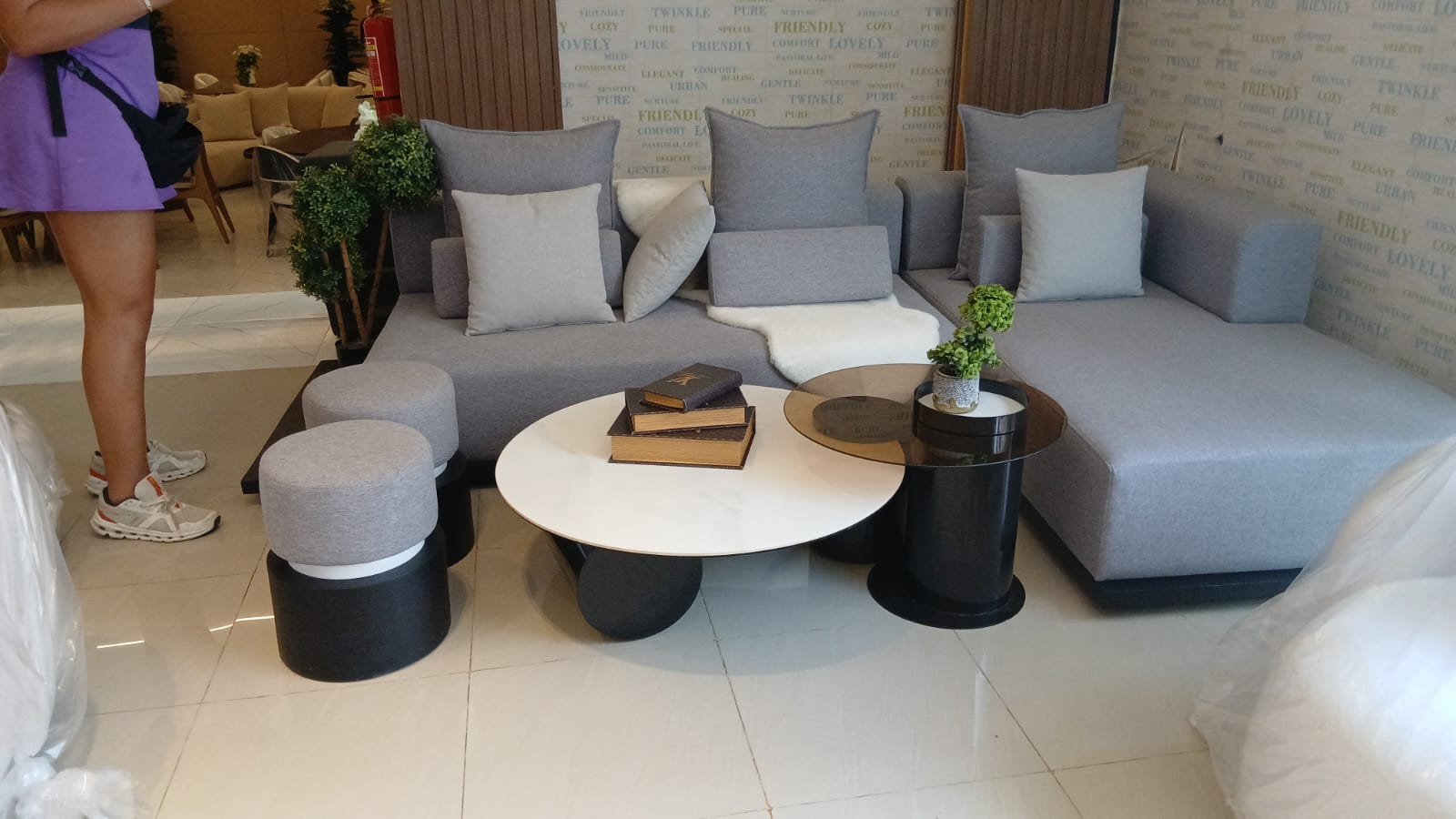 muebles y colchones - juego de sala diseñado en gris 